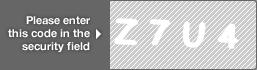 captcha code for visual authentication  letter Z number 7 letter U number 4