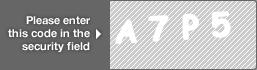 captcha code for visual authentication  letter A number 7 letter P number 5