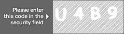 captcha code for visual authentication  letter U number 4 letter B number 9