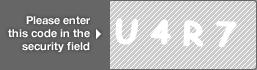 captcha code for visual authentication  letter U number 4 letter R number 7
