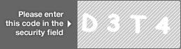 captcha code for visual authentication  letter D number 3 letter T number 4