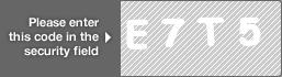 captcha code for visual authentication  letter E number 7 letter T number 5